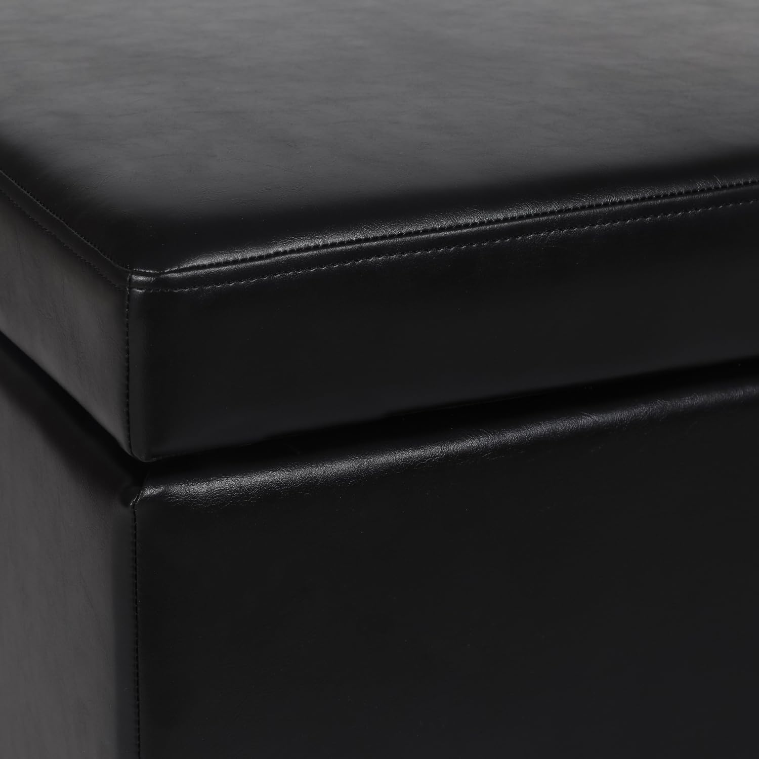 42 Inches Faux Leather Storage Bench with Large Storage Space, Upholstered Rectangular Ottoman