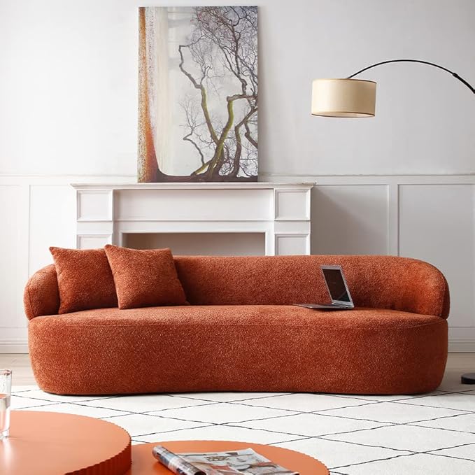 Curved Sofa Couch, 86.6" 3-Seater Modern Boucle Sectional Sofa Couch
