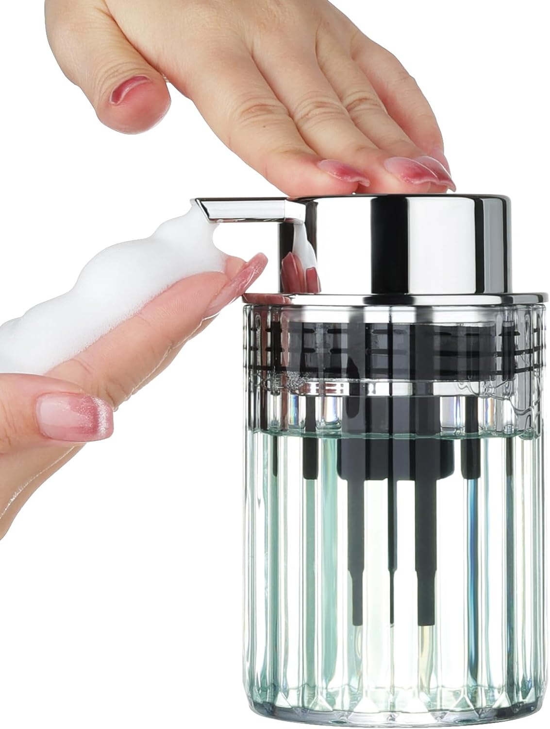 Foaming Soap Dispenser Plastic Clear Hand Soap Dispenser Bathroom Foam Dish Soap Dispenser, Small Transparent Reusable Lotion Dispenser