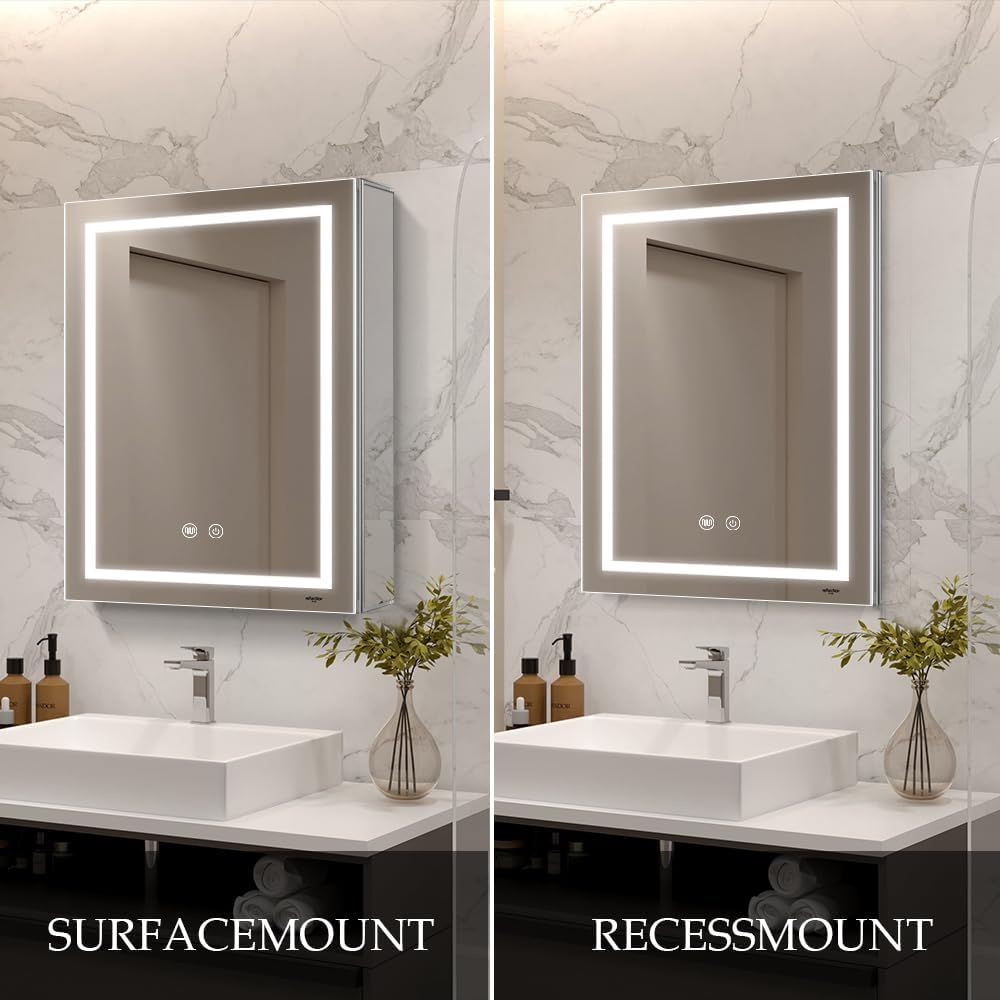 LED Medicine Cabinet,Bathroom Mirror Cabinet with Lights,20×28inch,Equip with Internal Light