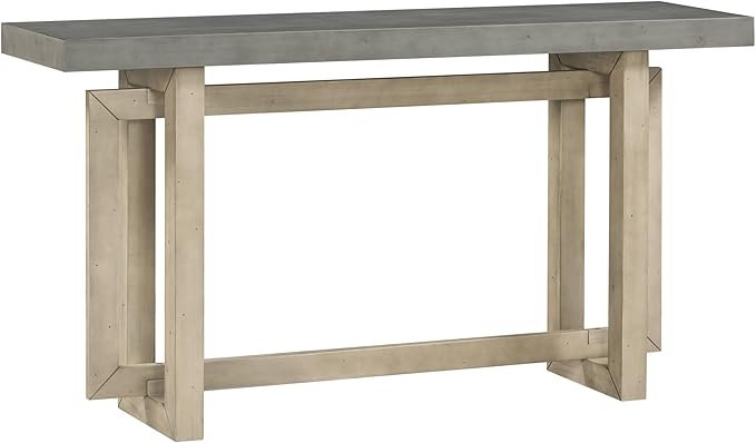 59.1" Console Table, Hallway Table with Industrial-Inspired Concrete Wood Top