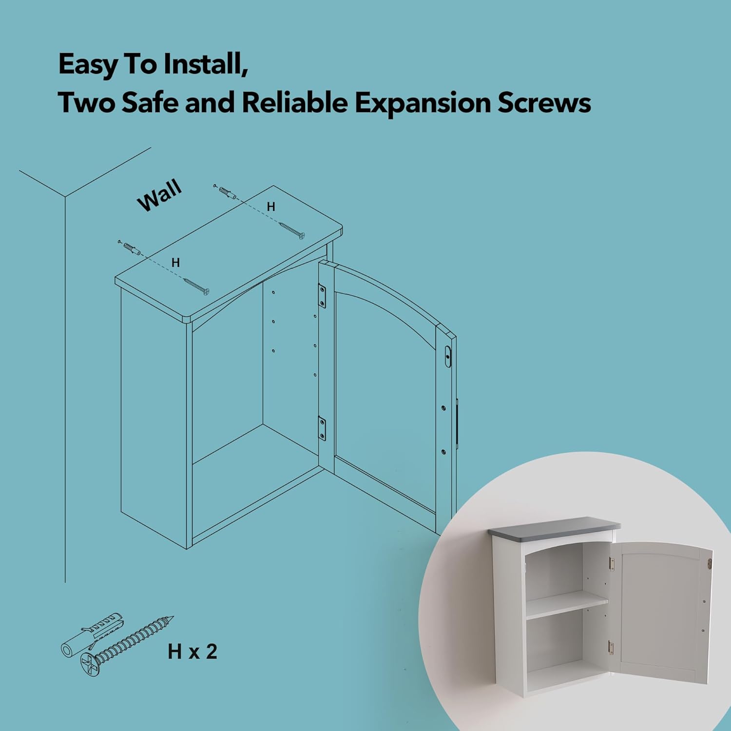 Bathroom Wall Cabinet 15 x 20 Inch Small Wall Cabinets Single Door Over Toilet Medicine Cabinet for Small Bathrooms