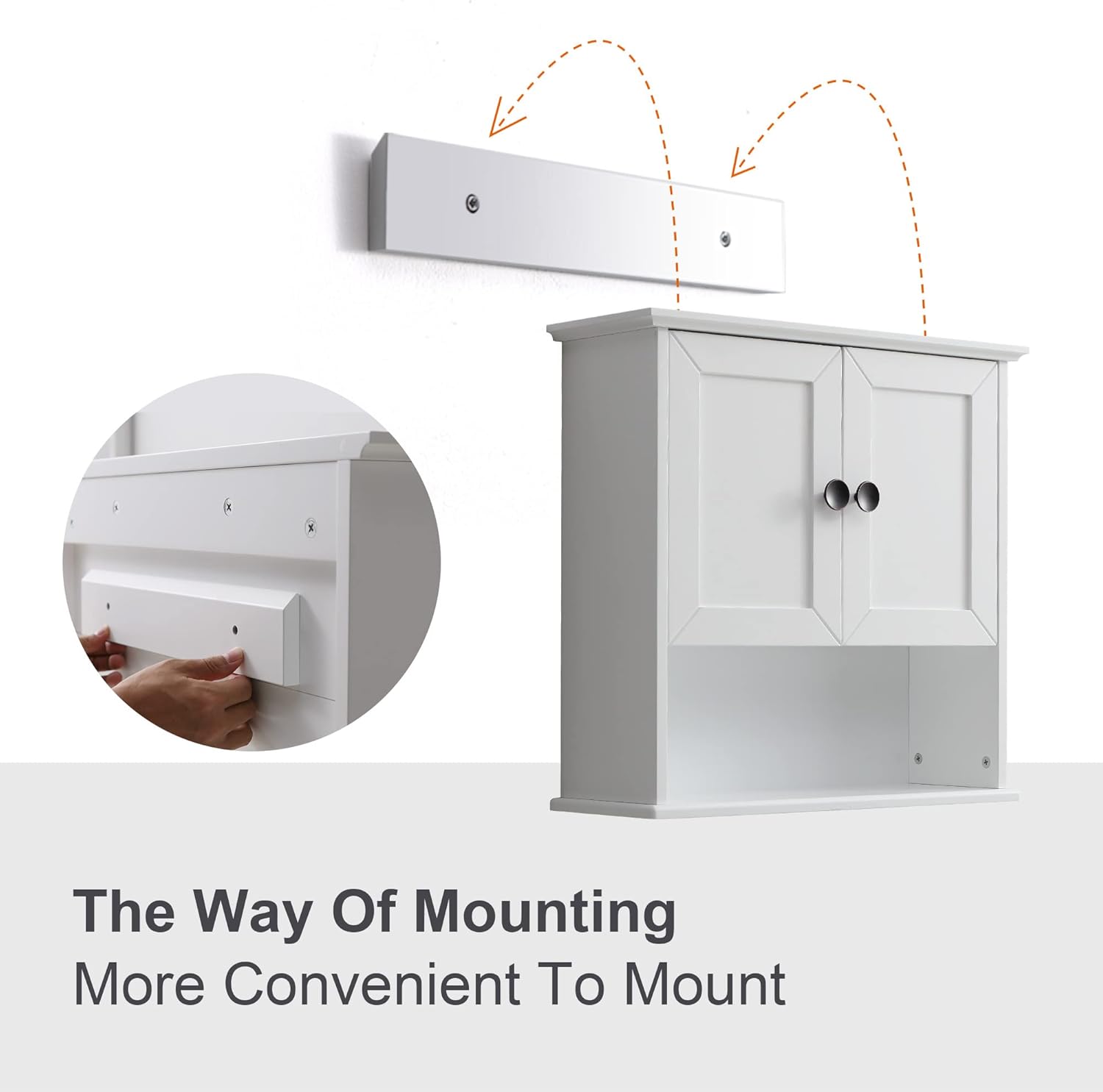 Bathroom Wall Cabinet Wooden Medicine Cabinet Buffering Hinge MDF Material Storage Organizer