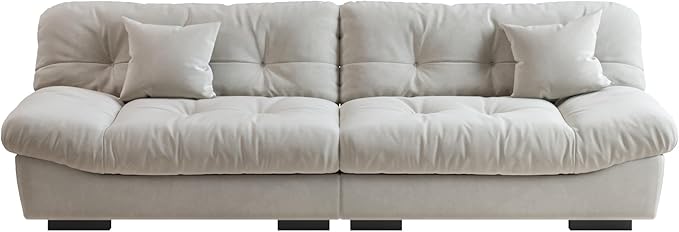 105" Suede Fabric Sectional Sofa Cloud Shape Couch for Living Room Beige