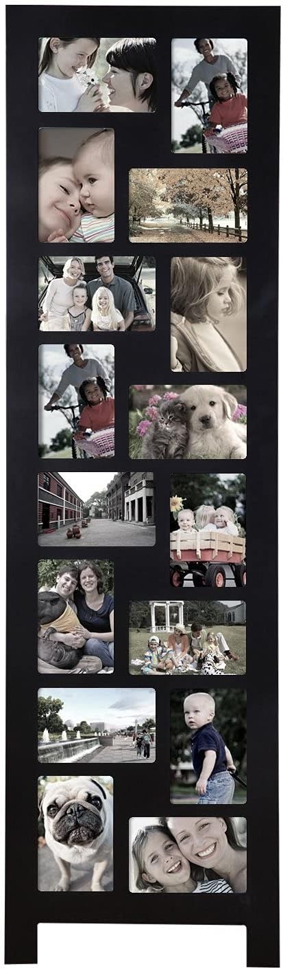 Wood Screen Style Collage Picture Photo Frame, 16 Opening Decorative Floor Standing Easel Photo Frame