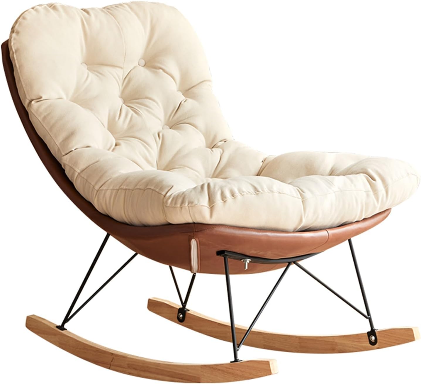 Outdoor Patio Rocking Chair, Oversized Egg Rocking Chair, Modern Lounge Chair (Brown)