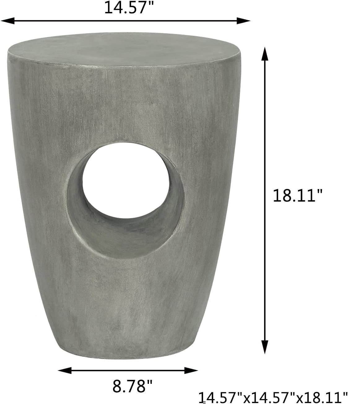 18.11" H Concrete Side Table for Outdoor, Modern Accent End Coffee Table Drink Table Nightstand