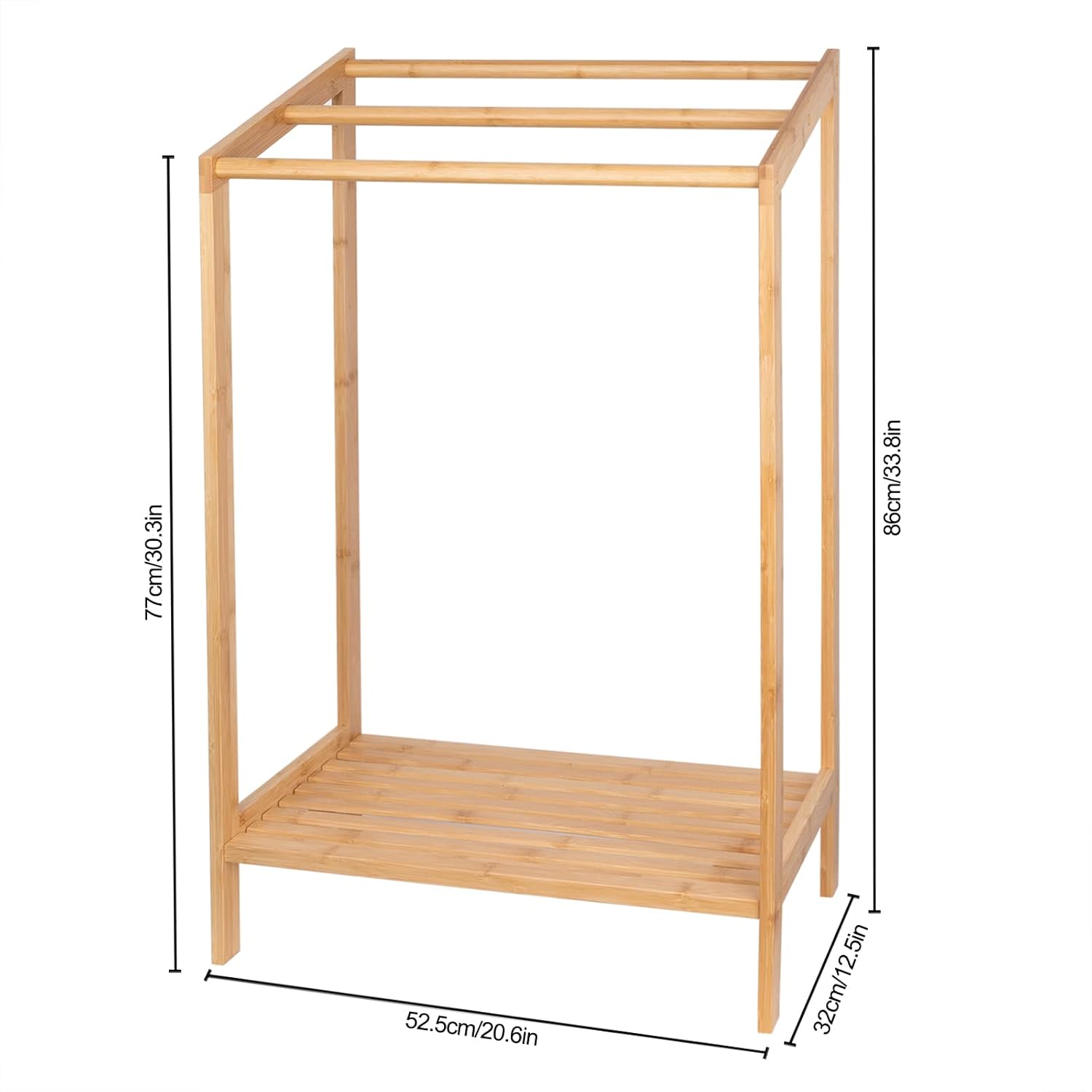 Bamboo Towel Rack for Bathroom, 3 Tier Freestanding Towel Holders with Bottom Storage Shelf for Hand Towel