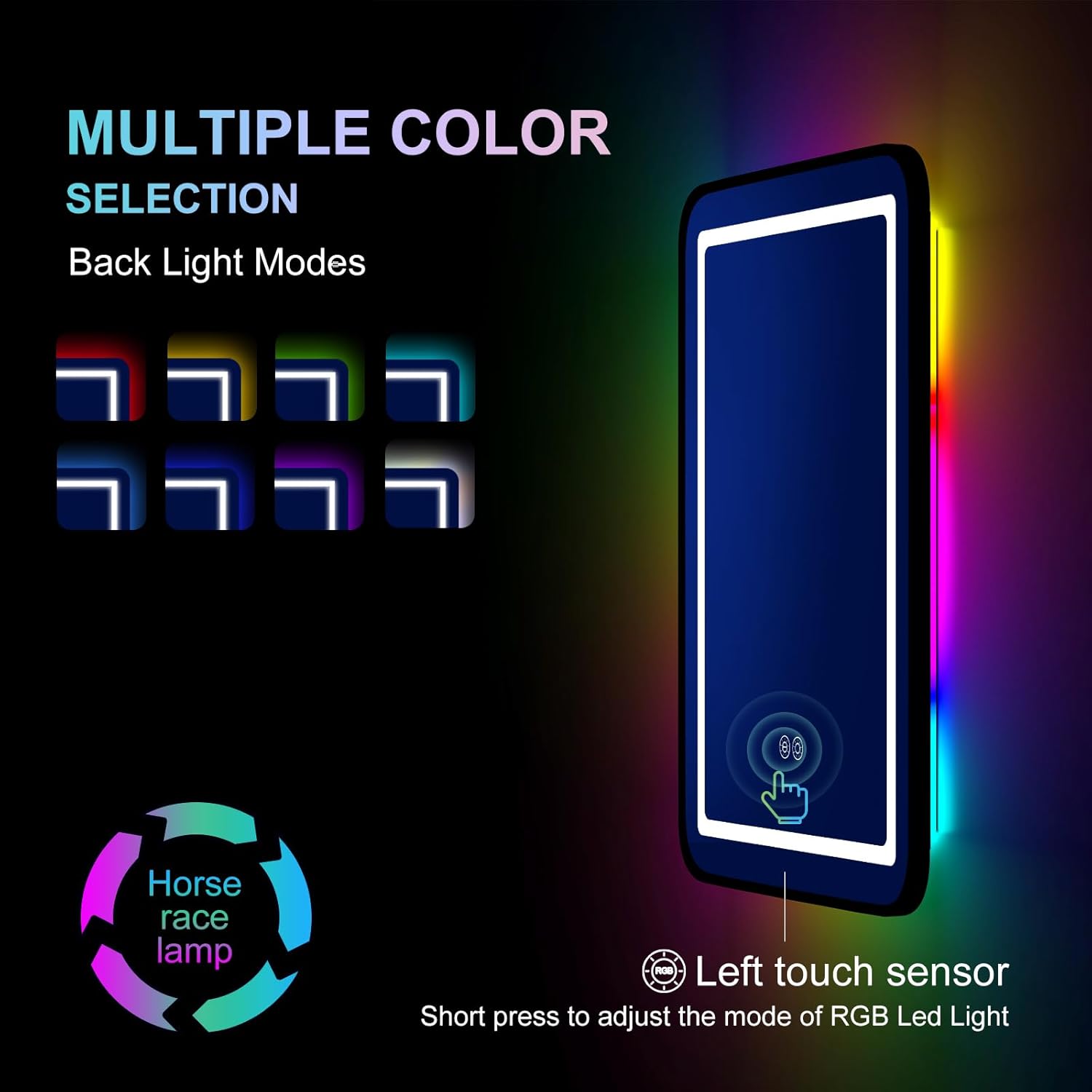 Metal Recessed Medicine Cabinets for Bathroom Medicine Cabinet with Mirror,RGB LED Medicine Cabinet