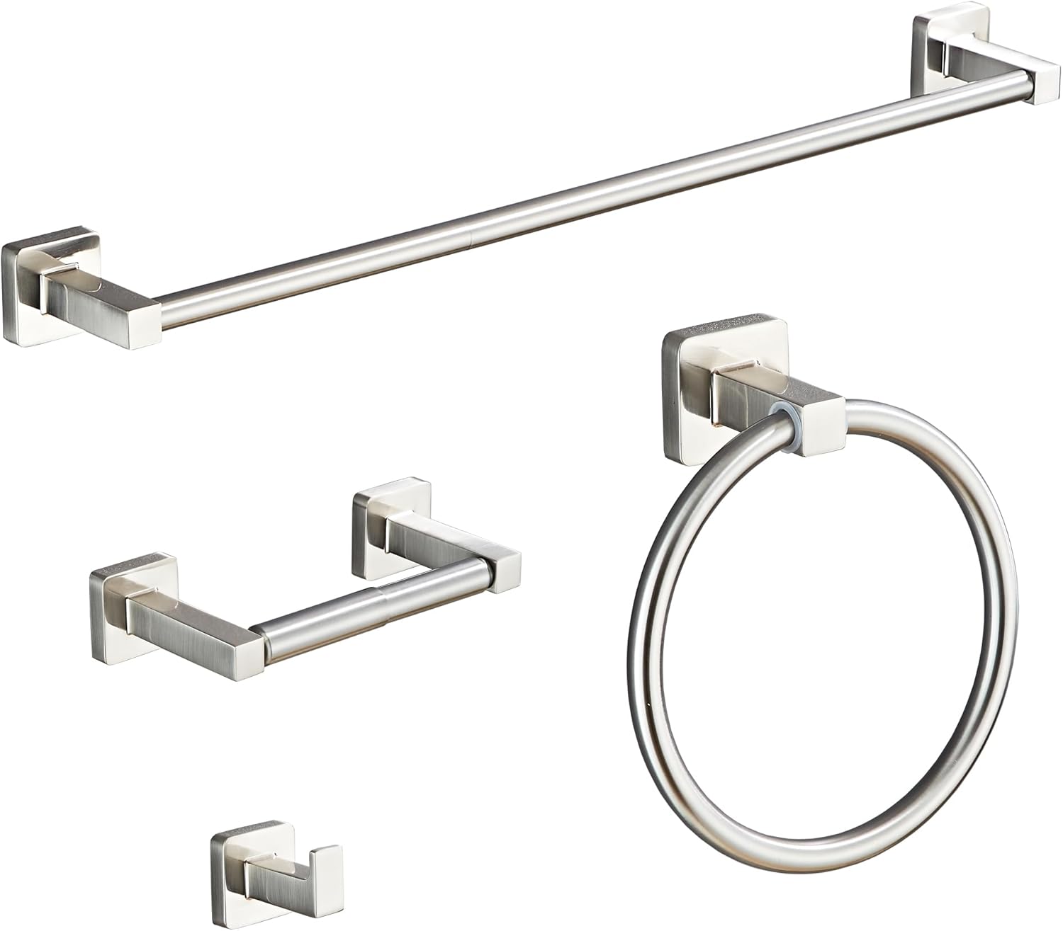 Brushed Nickel Bathroom Hardware Set 4 Pieces,Bathroom Accessories Set Stainless Steel Wall Mounted