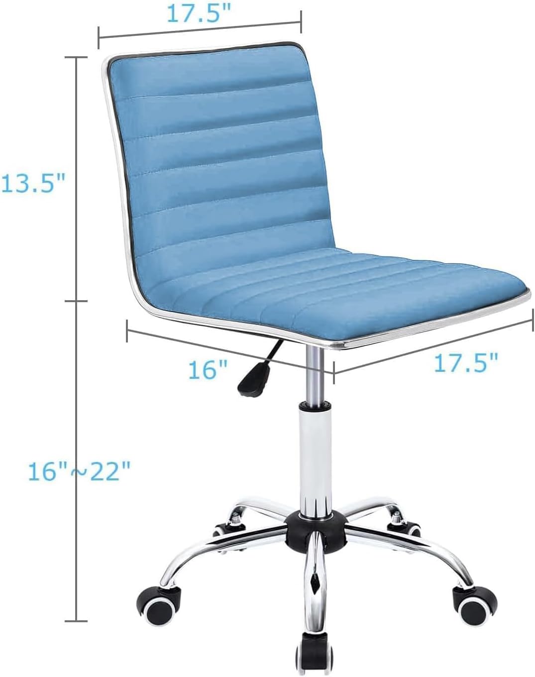 Low Back Leather Swivel Office Chair,Computer Desk Chair Retro with Armless Ribbed