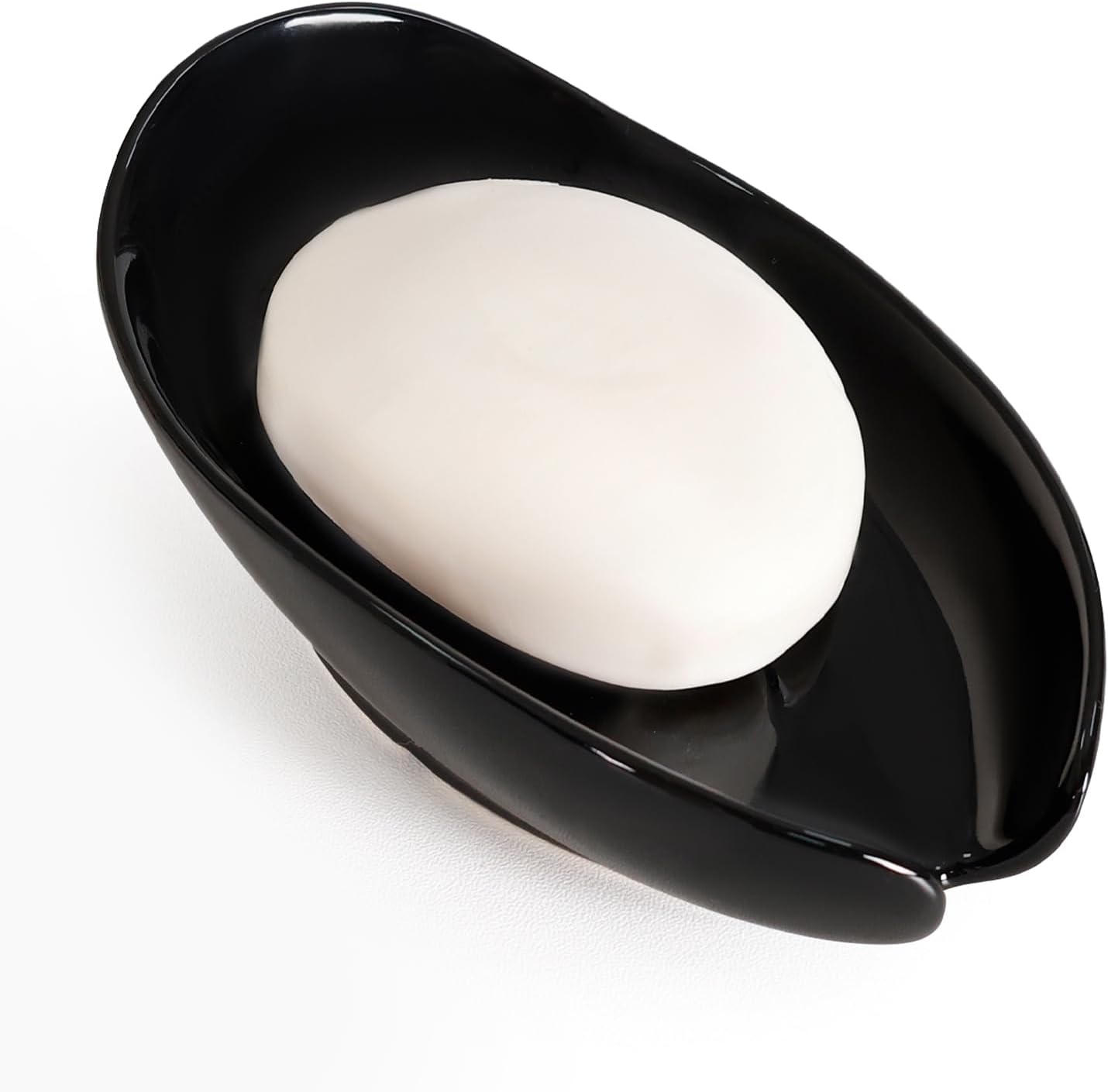 Self Draining Soap Dish, Leaf Shape Ceramic Bar Soap Holder Drain Soap Dishes for Bathroom Sink Kitchen, Easy to Clean Keeps Soap Dry