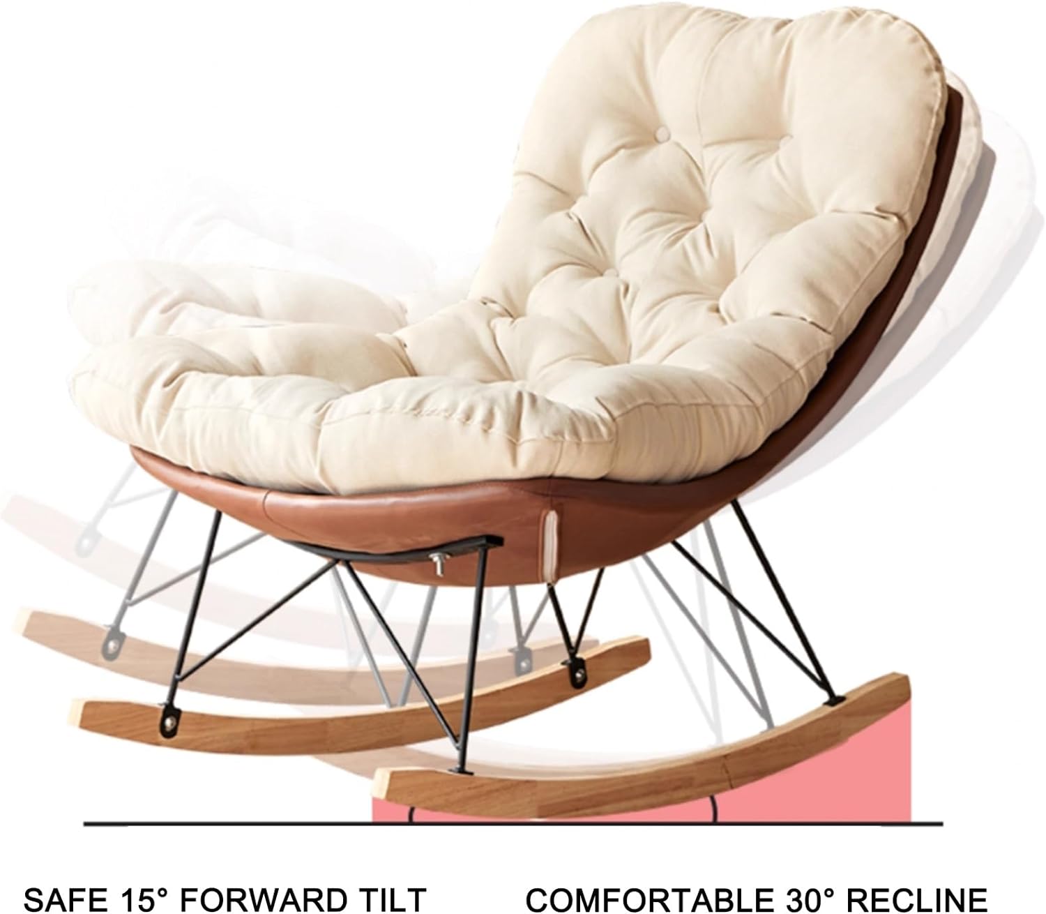 Outdoor Patio Rocking Chair, Oversized Egg Rocking Chair, Modern Lounge Chair (Brown)