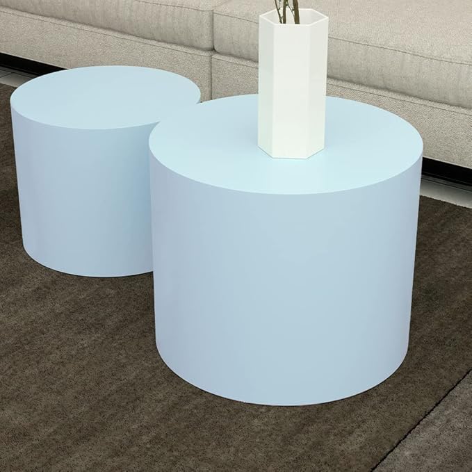 Round Coffee Table Set of 2, Nesting Coffee Table and End Table Set