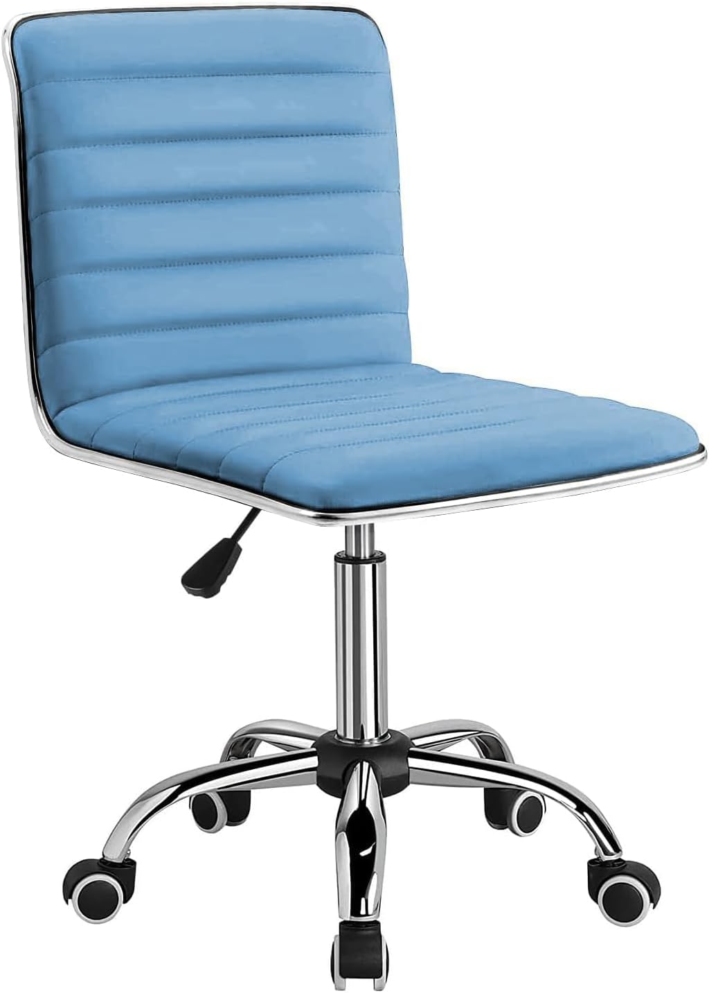 Low Back Leather Swivel Office Chair,Computer Desk Chair Retro with Armless Ribbed
