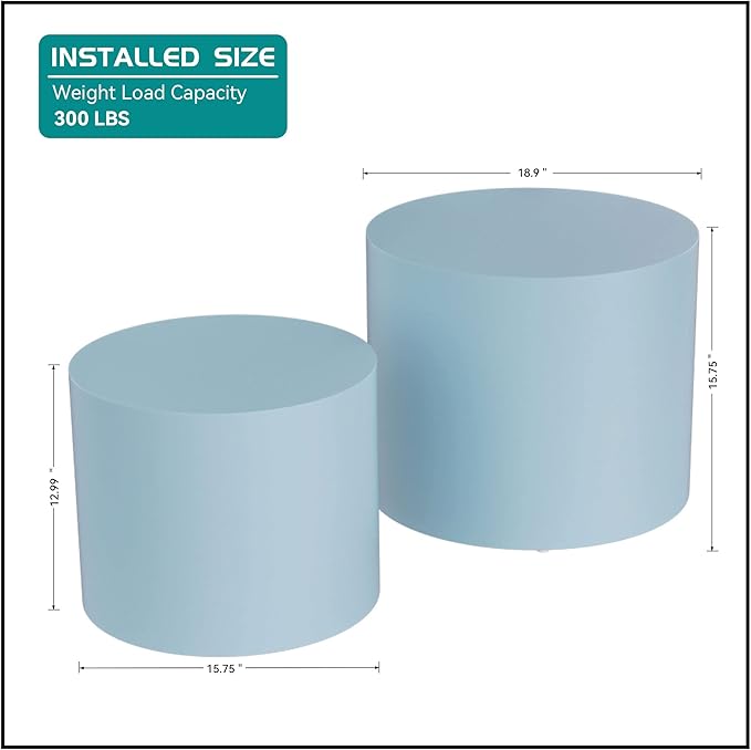 Round Coffee Table Set of 2, Nesting Coffee Table and End Table Set