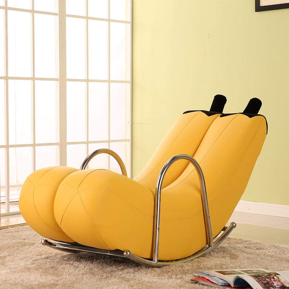 Rocking Chair, Comfortable Relax Nordic Balcony Creative Single Couch Personality Cute Banana Recliner Rocking Chair Orange