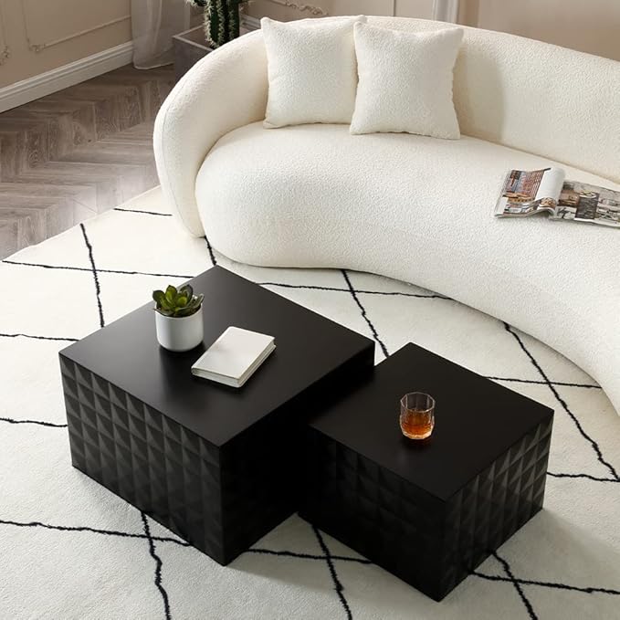 Modern Nesting Coffee Table, Square Coffee Table Set of 2