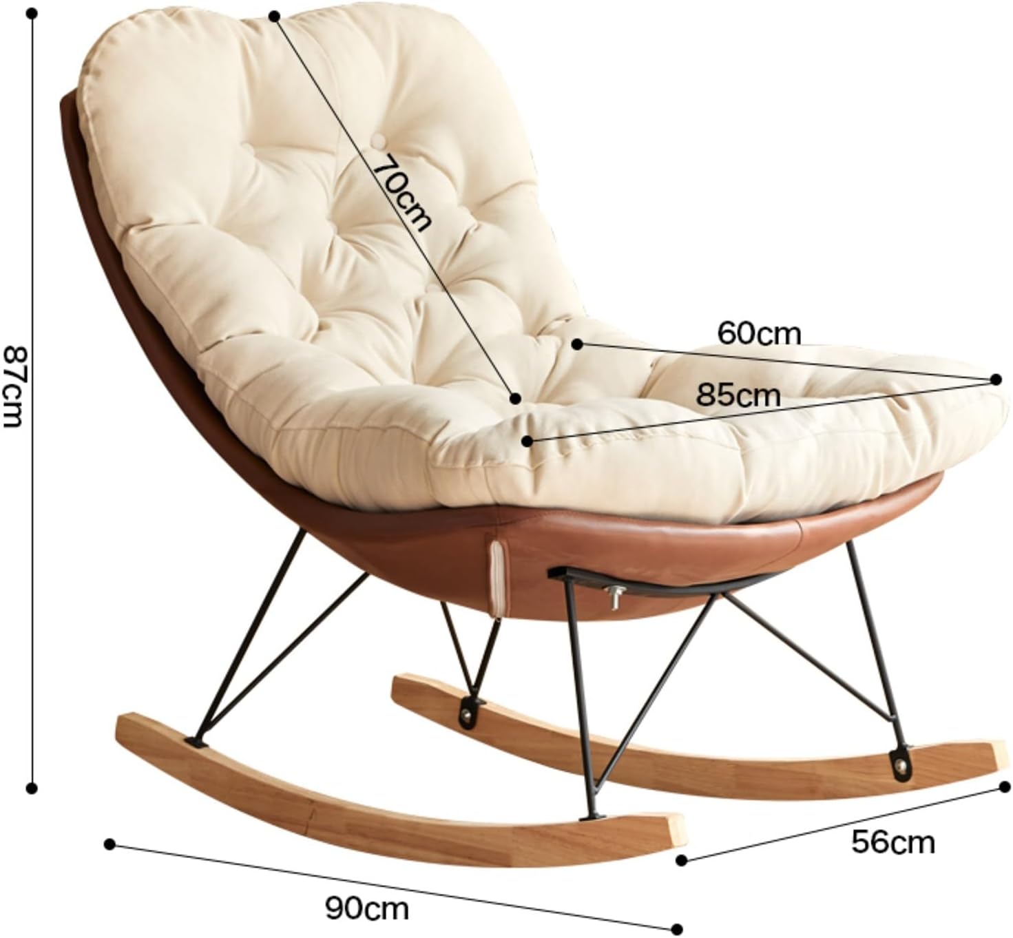 Outdoor Patio Rocking Chair, Oversized Egg Rocking Chair, Modern Lounge Chair (Brown)