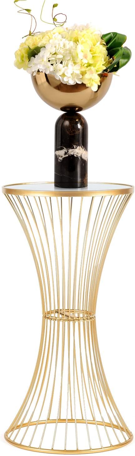 Decorative Modern Metal Round End Table 27 inch Tall Bed Side Coffee Table