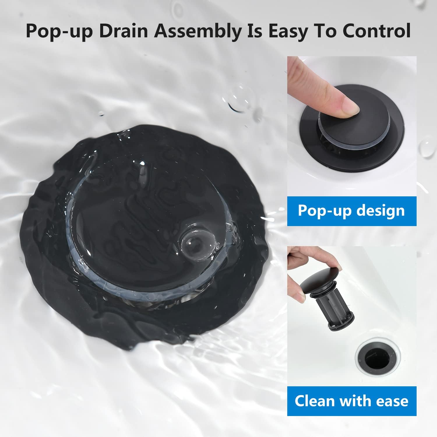 Black Bathroom Faucets, 2 Handle Bathroom Sink Faucet, 4-Inch Centerset Bathroom Sink Faucet with Pop Up Drain and Water Supply Lines