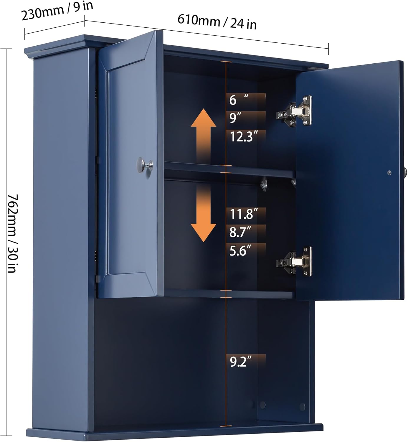 Bathroom Wall Cabinet Navy Blue Over Toilet Storage Cabinets 24x30 in Above Toilet Wood Medicine Cabinets