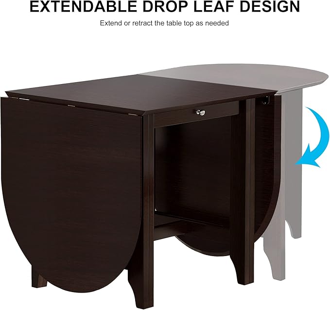 84.65" Wood Dining Table,Retro Drop-Leaf Table Rustic Rubberwood Dining Table