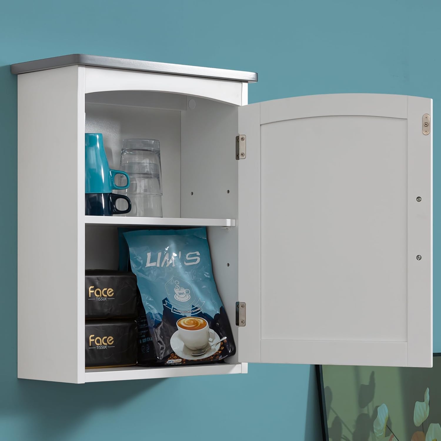 Bathroom Wall Cabinet 15 x 20 Inch Small Wall Cabinets Single Door Over Toilet Medicine Cabinet for Small Bathrooms