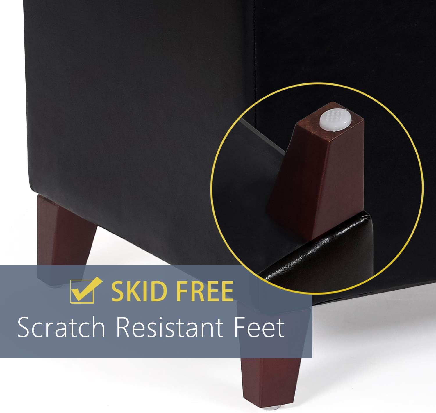 42 Inches Faux Leather Storage Bench with Large Storage Space, Upholstered Rectangular Ottoman