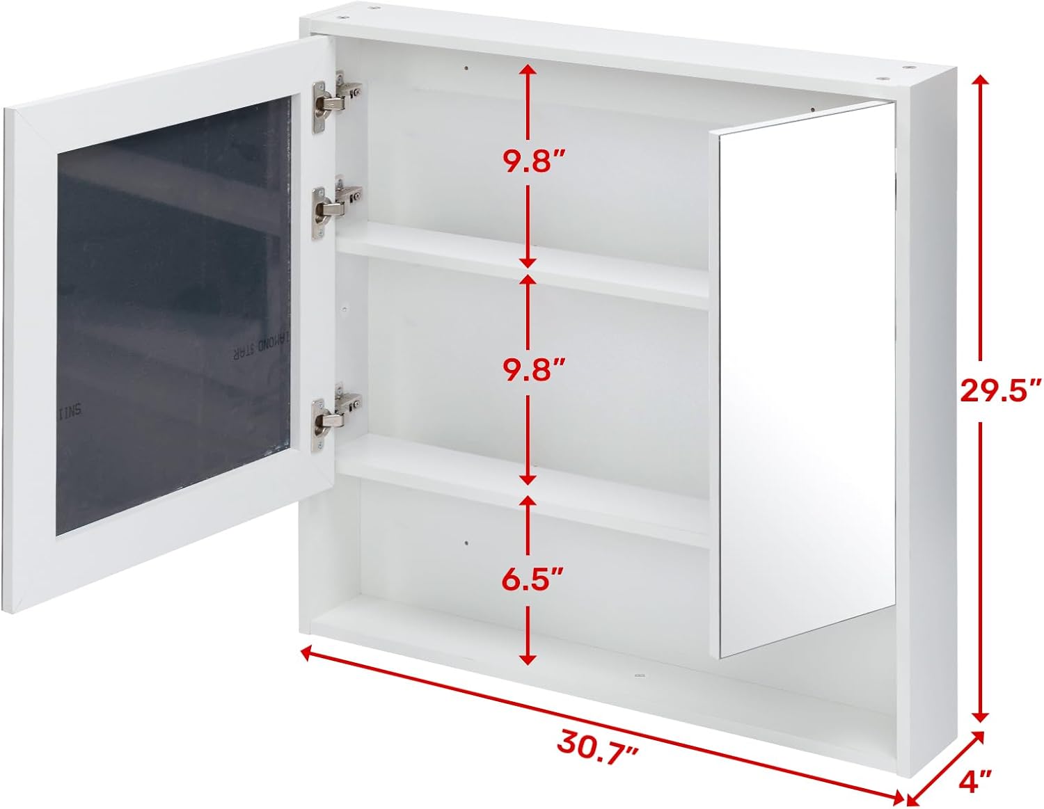 Medicine Cabinet with Mirror and Shelves, Bathroom Wood Wall Cabinet Over The Toilet