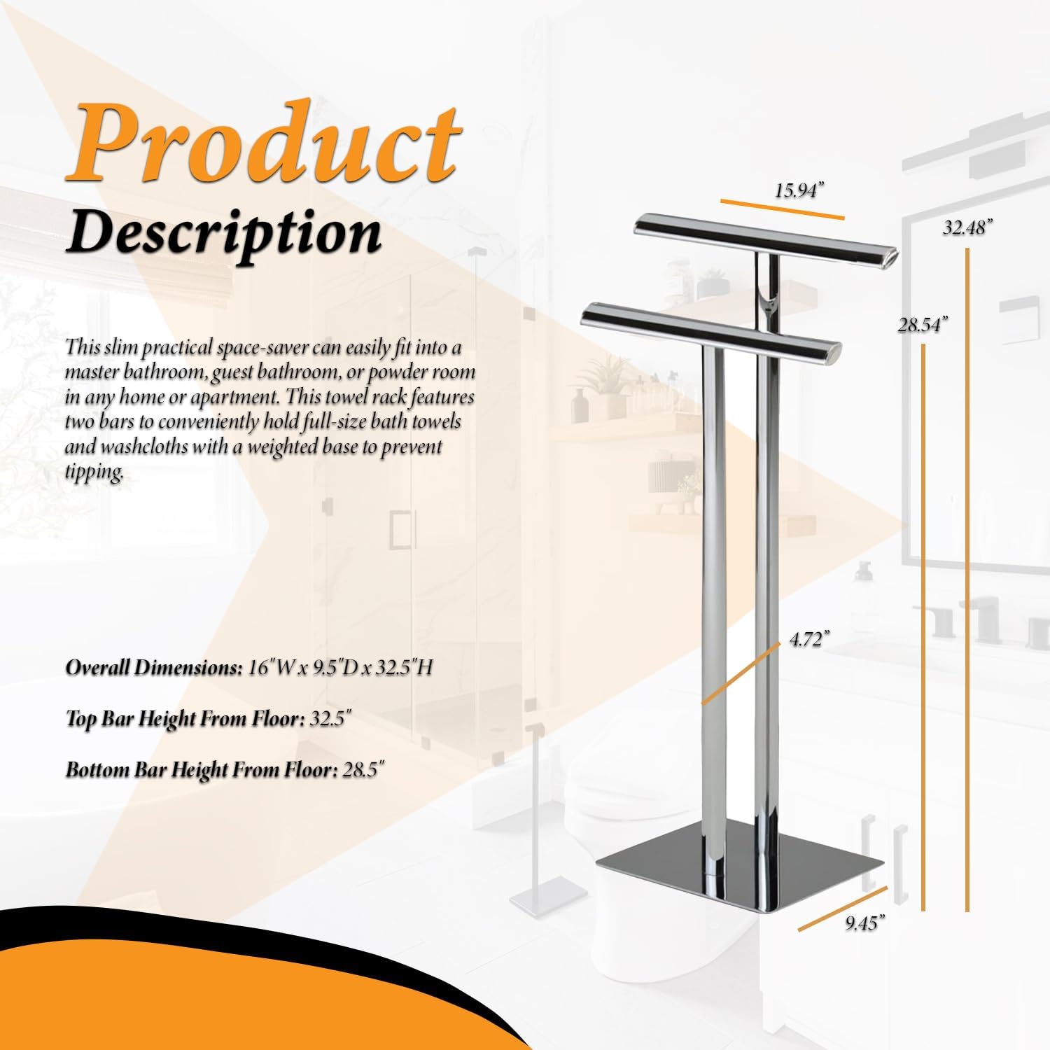 2 Tier Freestanding Towel Rack, Bathroom Standing Towel Racks