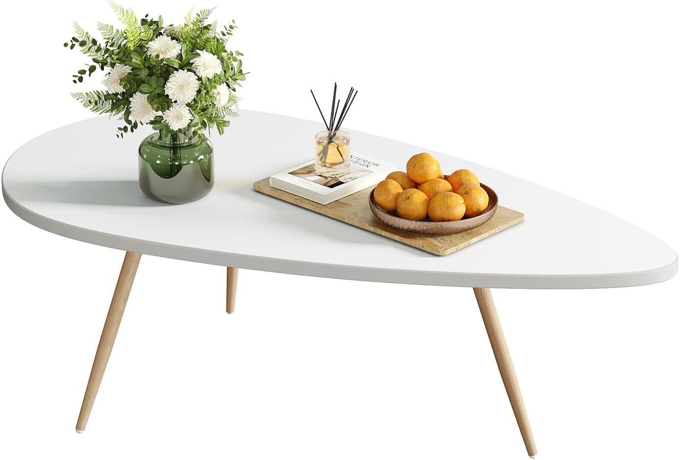 Modern Coffee Table White Coffee Tables for Small Space Unique Simple Oval Center Table