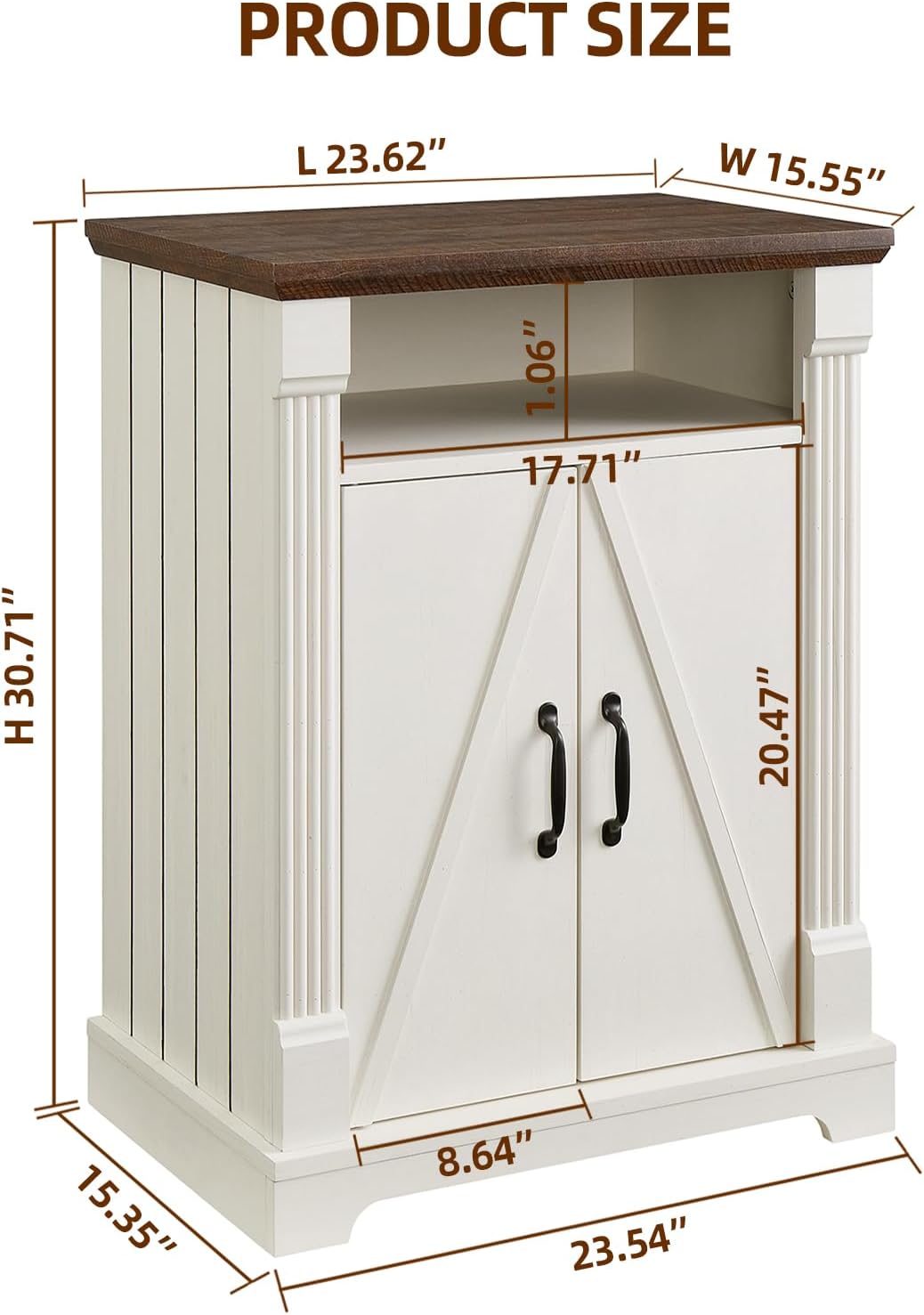 Farmhouse Bathroom Storage Cabinet, Wooden Storage Organizer, Bathroom Floor Cabinet with 2 Doors & Adjustable Shelf