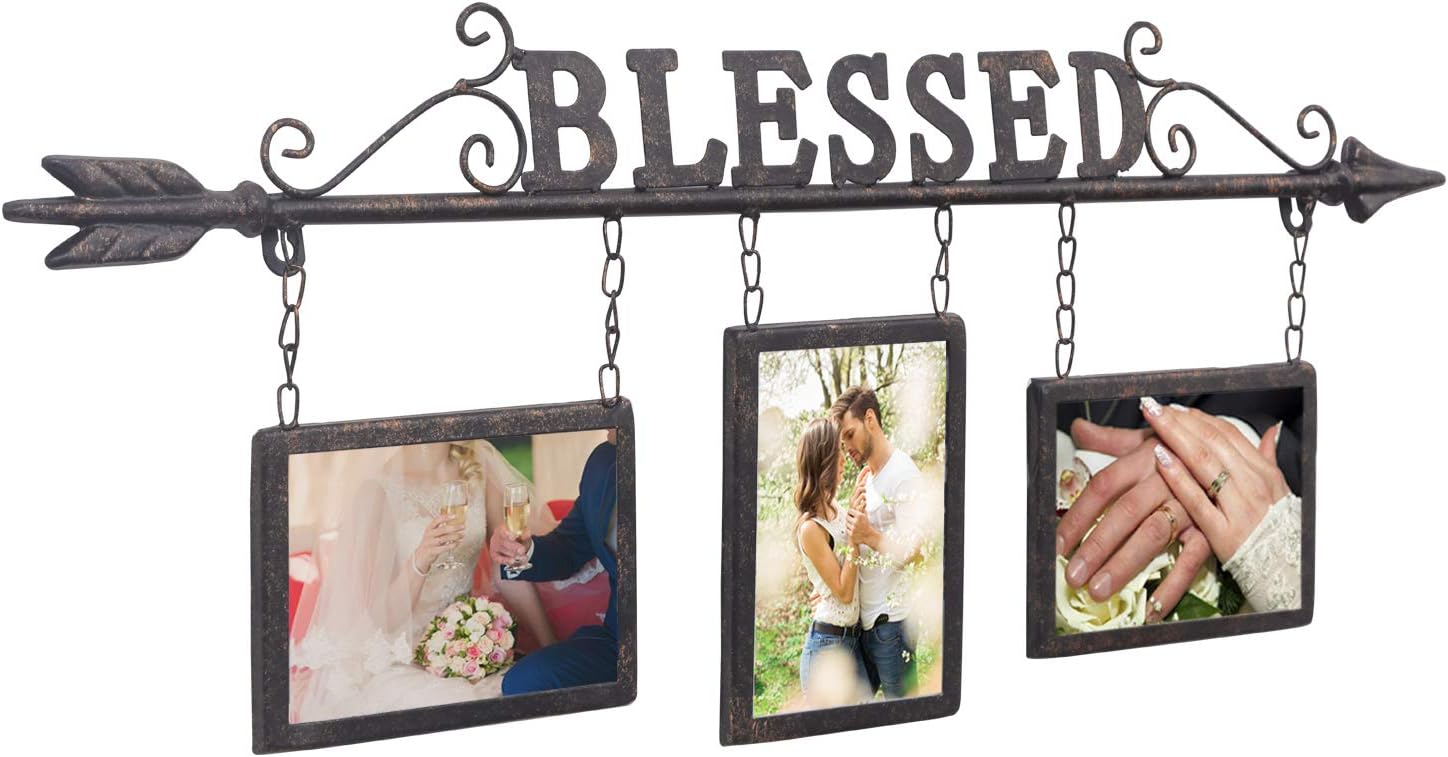 4 x 6 Metal Photo Frame Decorative Wall Hanging Collage Picture Frame with 3 Openings