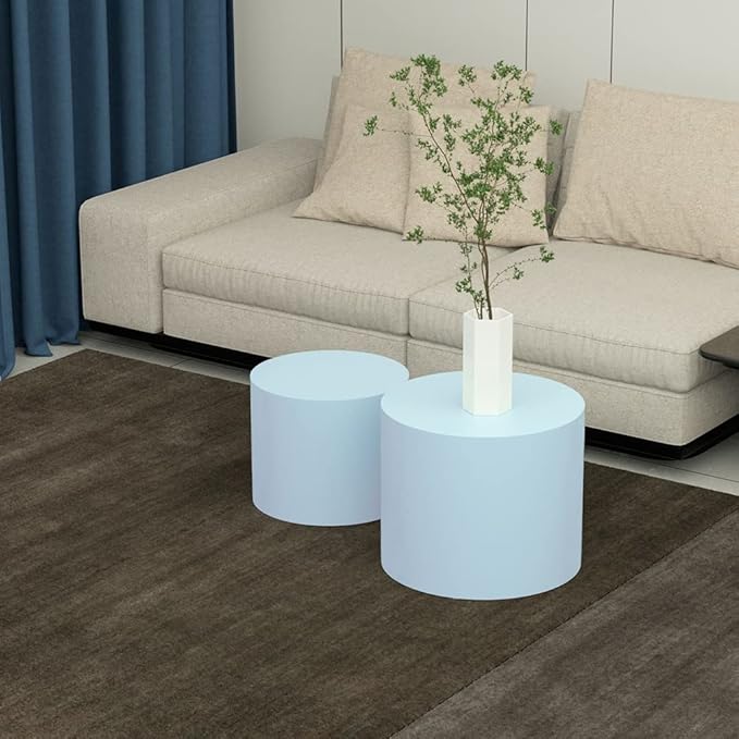 Round Coffee Table Set of 2, Nesting Coffee Table and End Table Set