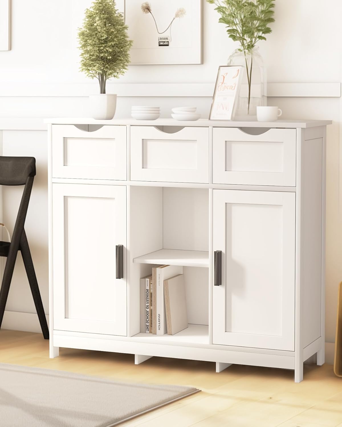 Storage Cabinets, Wooden Floor Cabinet, with Drawers and Shelves Storage Cabinets