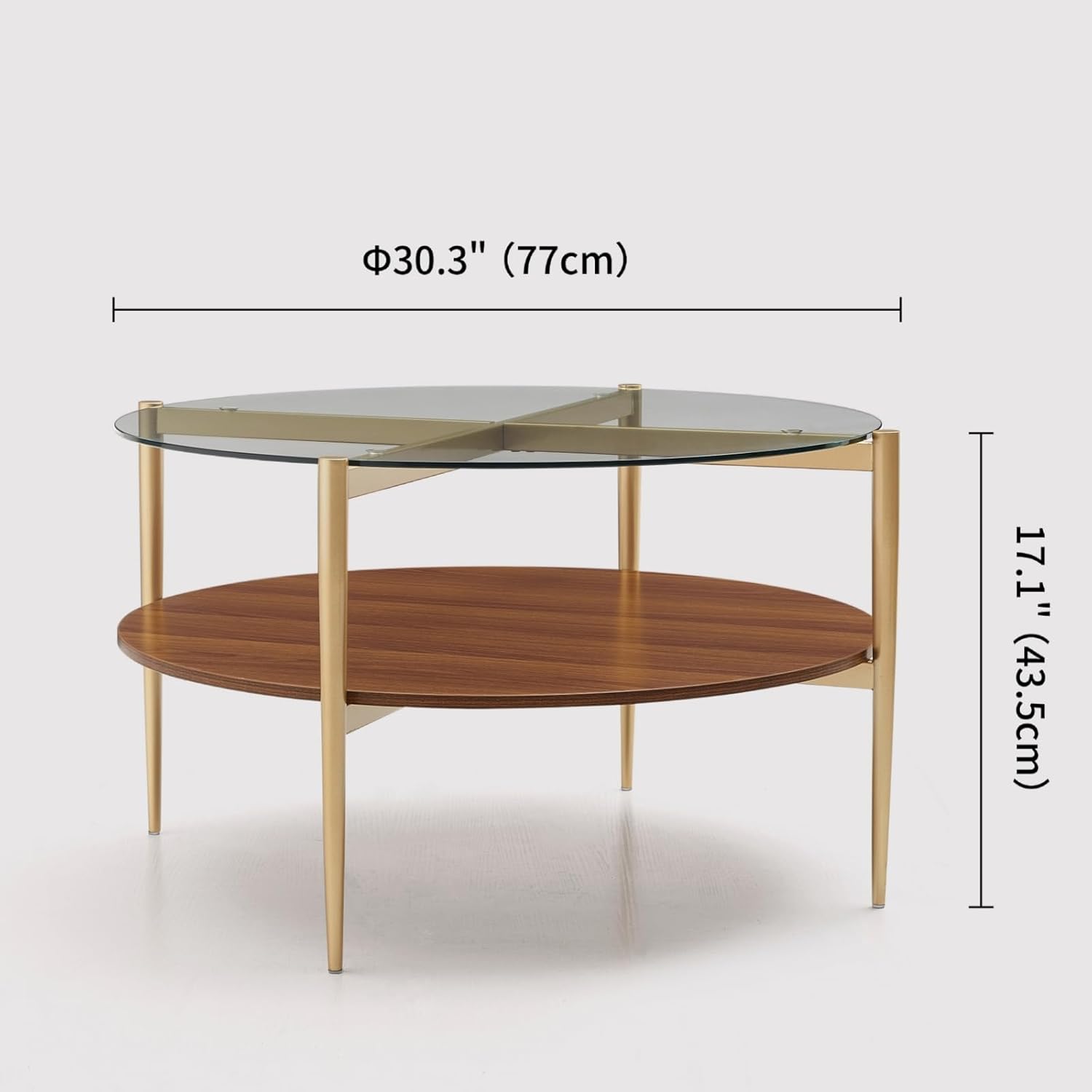 Round Coffee Table, Mid-Century Modern Design, D30“ x H17”, for Living Room