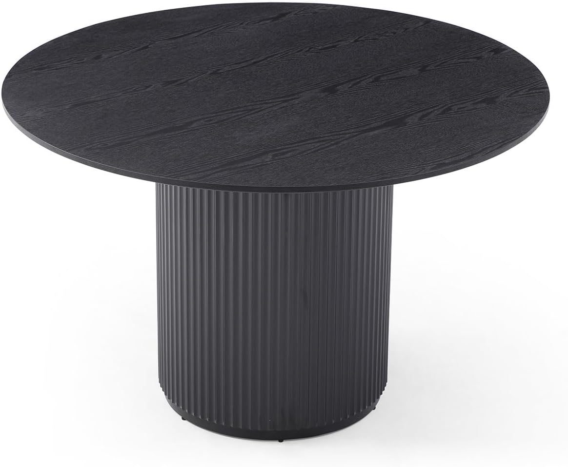 47.24" Round Wood Dining Table, Modern Kitchen Table with Wooden Pedestal Base