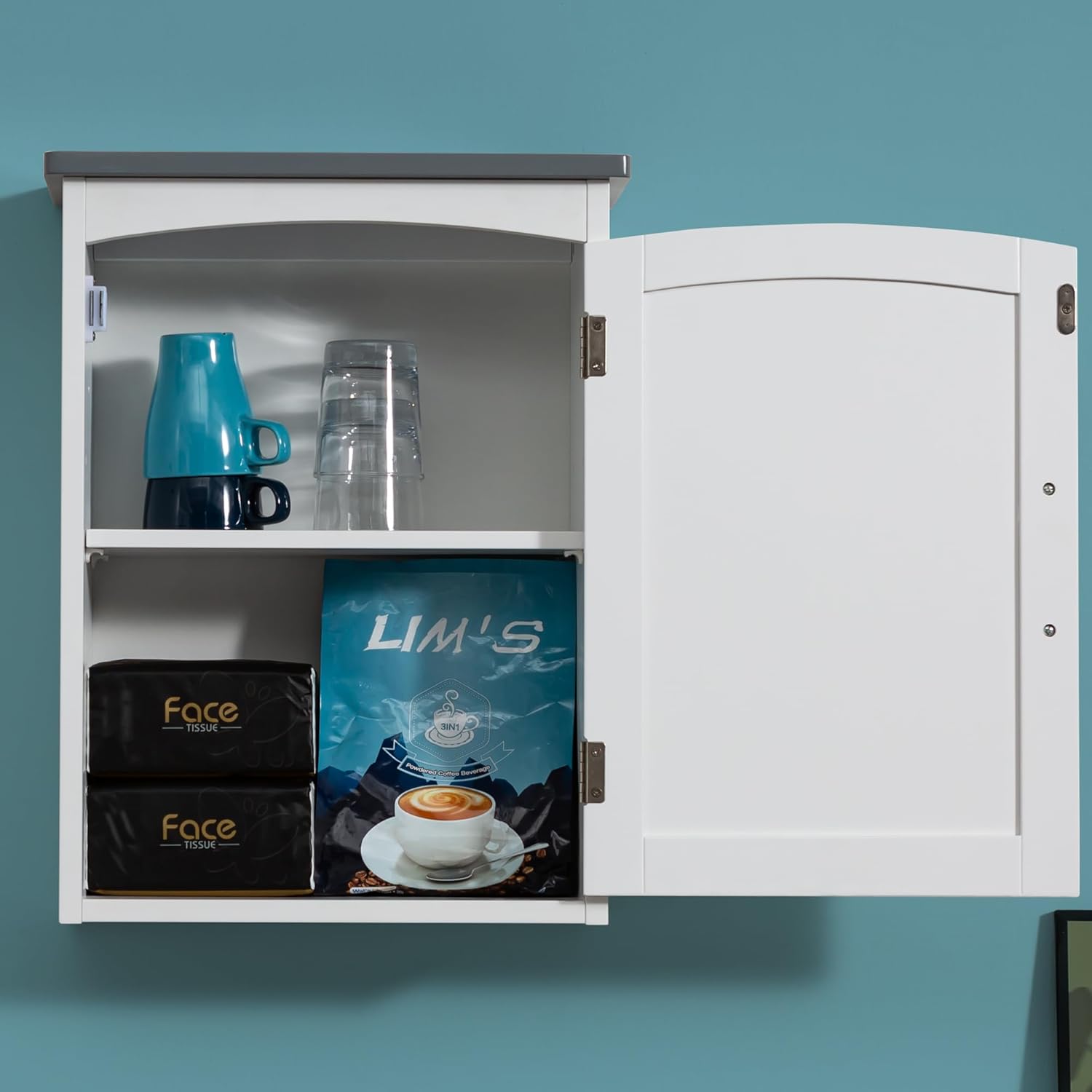 Bathroom Wall Cabinet 15 x 20 Inch Small Wall Cabinets Single Door Over Toilet Medicine Cabinet for Small Bathrooms