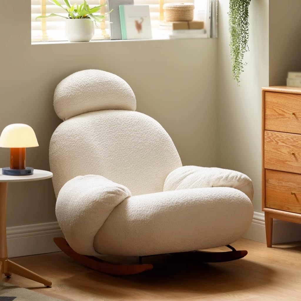 Couch for Living Room Lamb Velvet Sofa Chair Nordic Living Room White Leisure Rocking Chair