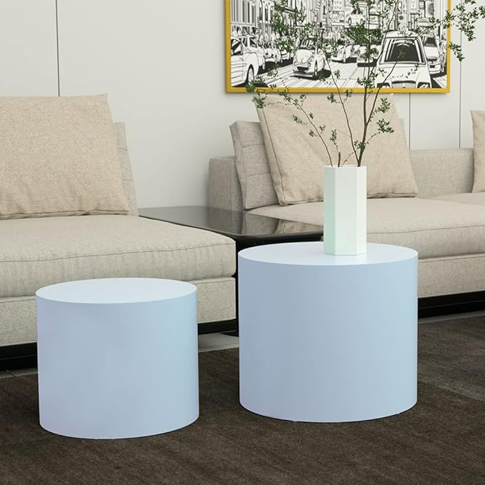Round Coffee Table Set of 2, Nesting Coffee Table and End Table Set