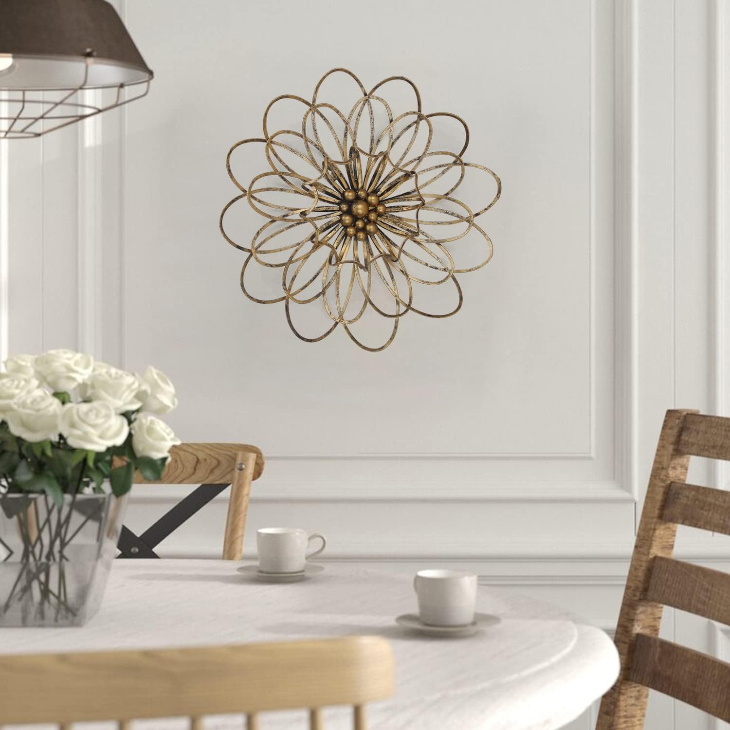 Metal Flowers Wall Decor, Modern Wall Art Decoration Floral Sculpture