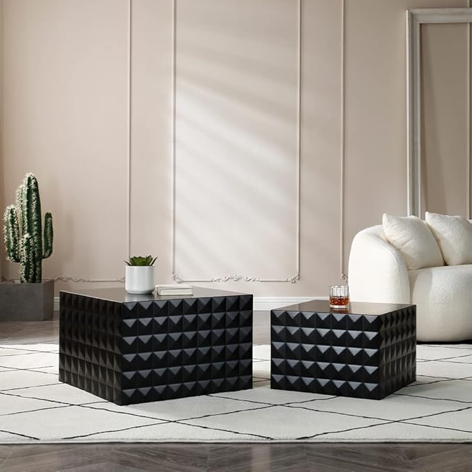 Modern Nesting Coffee Table, Square Coffee Table Set of 2
