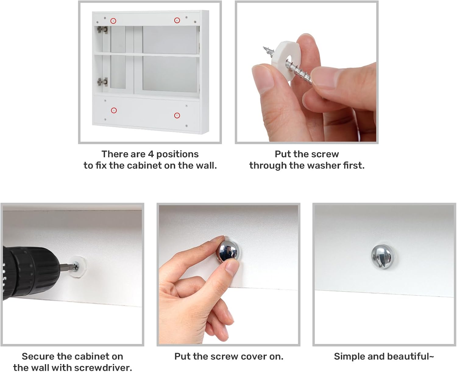 Medicine Cabinet with Mirror and Shelves, Bathroom Wood Wall Cabinet Over The Toilet