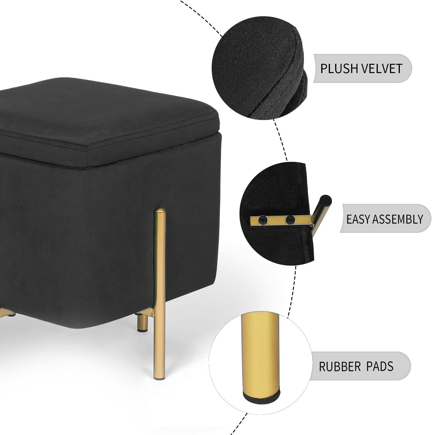 Upholstered Tufted Square Storage Ottomans