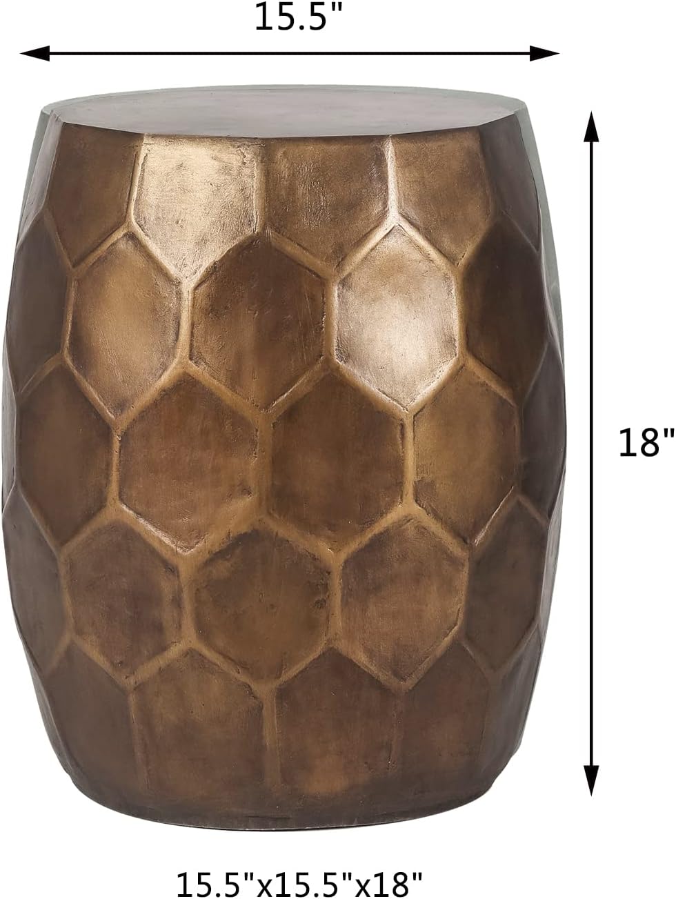 Modern 18" H Round Side Table, Indoor Outdoor Geometric Honeycomb Concrete End Table