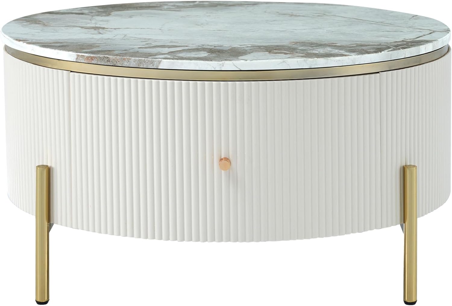 31.5" Round Coffee Table with Storage, Modern Round Coffee Table