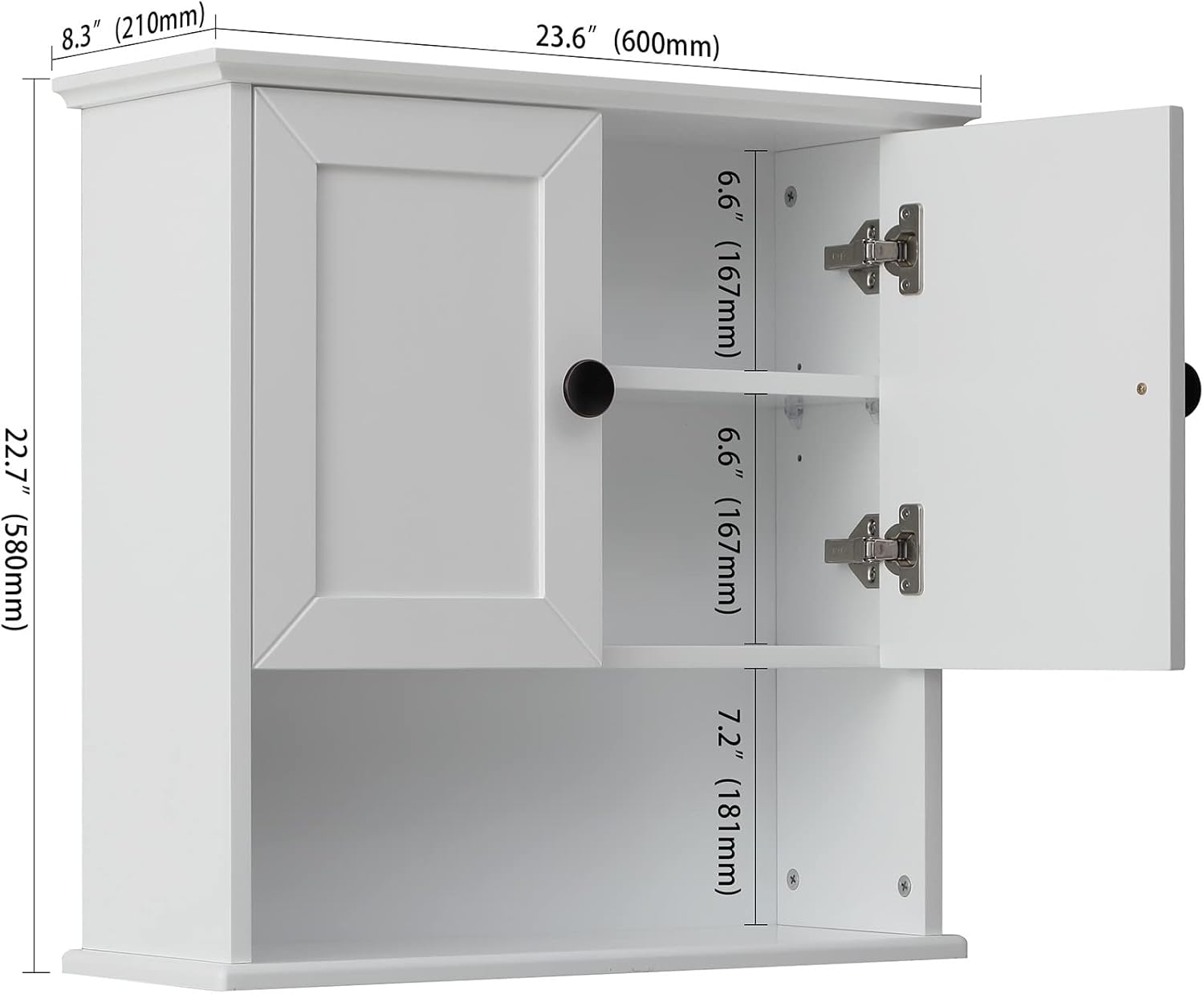 Bathroom Wall Cabinet Wooden Medicine Cabinet Buffering Hinge MDF Material Storage Organizer