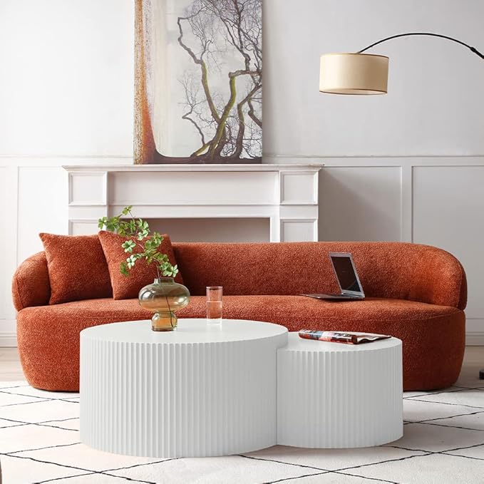 Curved Sofa Couch, 86.6" 3-Seater Modern Boucle Sectional Sofa Couch