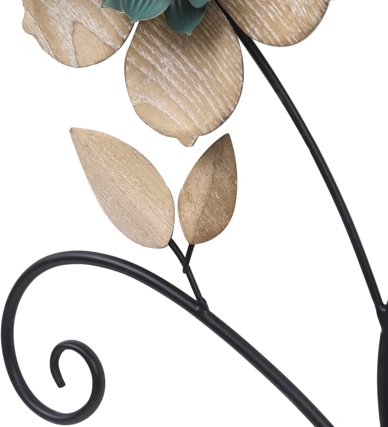 32.48” Metal Flower Wall Art Decor,Boho 3D Metal Floral Wall Sculpture with Vibrant Stamens and Natural Wood Texture Petals